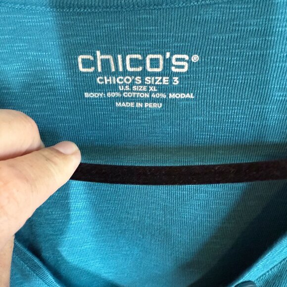 Chico's Tunic Knit Top V-Neck Button Detail Womens XL (3) Long Sleeve Soft Modal - Picture 10 of 10